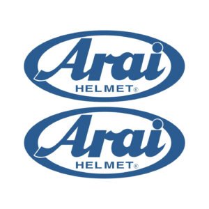 Arai Stickers – Blue and White Oval Helmet Logo Decals (2-Pack)