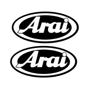 Arai Helmet Stickers – Solid Black Oval Logo Decals (2-Pack)