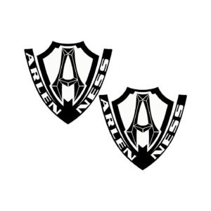 Arlen Ness Stickers – Black and White A-Shield Crest Decals (2-Pack)