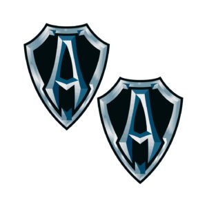 Arlen Ness Stickers – Metallic Blue A-Shield Emblem Decals (2-Pack)