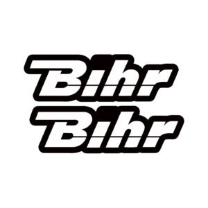 Bihr Logo Stickers (2-Pack) – Printed Black-Outline Italic Wordmark