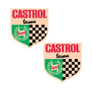 Castrol Vespa Style 2 Stickers Decals (2-Pack) - Vintage Scooter Racing Style