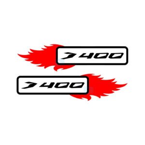 Bajaj Dominar 400 Flame Stickers (2-Pack) – D400 Box With Red Flames