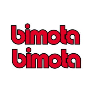 Bimota Red Wordmark Stickers (2-Pack) – Black Outline Printed Logo