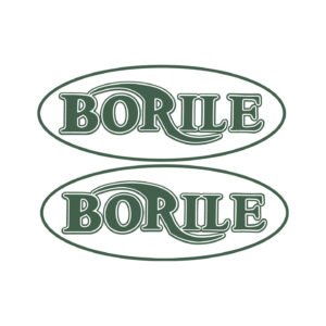 Borile Logo Pair Stickers (2-Pack) – Green Outline on White Oval