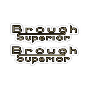 Brough Superior Stickers (2-Pack) – Gold Fill with Black Outline