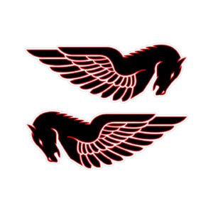 Buell Pegasus Stickers (2-Pack) – Black With Red Outline, Mirrored