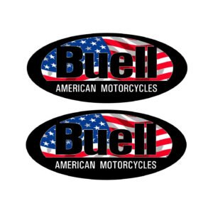 Buell American Motorcycles Oval Stickers – US Flag Decals (2-Pack)