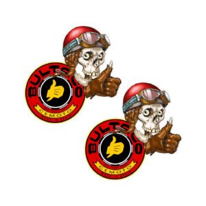 Bultaco Skull Rider Stickers (2-Pack) – Thumbs-Up Skull and Logo