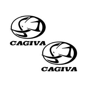 Cagiva Elephant Emblem Stickers (2-Pack) – Oval Badge with Wordmark