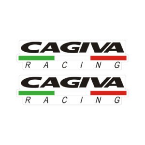 Cagiva Racing Tricolour Bar Stickers (2-Pack) – Black Wordmark