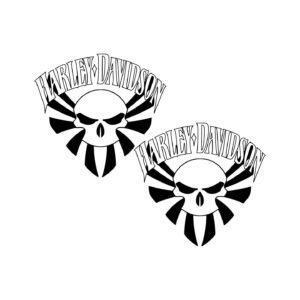 Harley-Davidson Skull Style 2 Decals (2pc) - Custom Motorcycle Panels