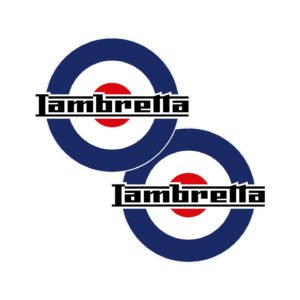 Lambretta Scooter Logo Pair (2-Piece) Stickers Decals for Legshield & Side Panels