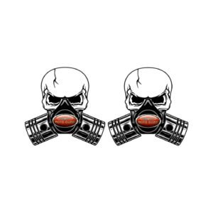 Moto Guzzi Skull Logo Pair (2-Piece) Stickers Decals for Aggressive Cruiser Bodywork