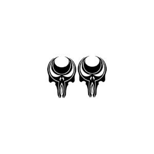 Tribal Skull Stickers – Gothic Biker Tattoo Style Skull Decals (2-Pack)