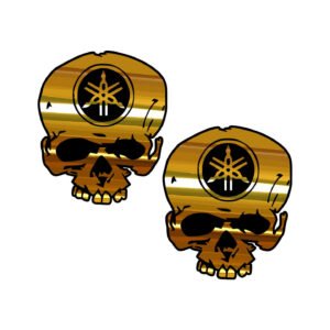 Yamaha Gold Skull Logo Pair (2-Piece) Stickers Decals for Fairings Helmet Toolbox or Bodywork